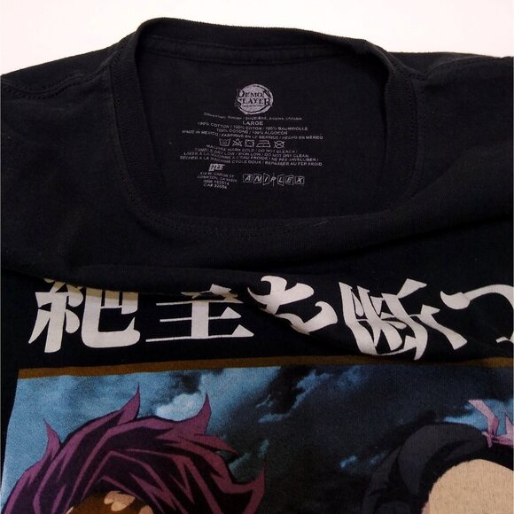 Demon Slayer Anime T-Shirt Large With Tanjiro & Nezuko Graphic 100% Cotton Black - Picture 3 of 6